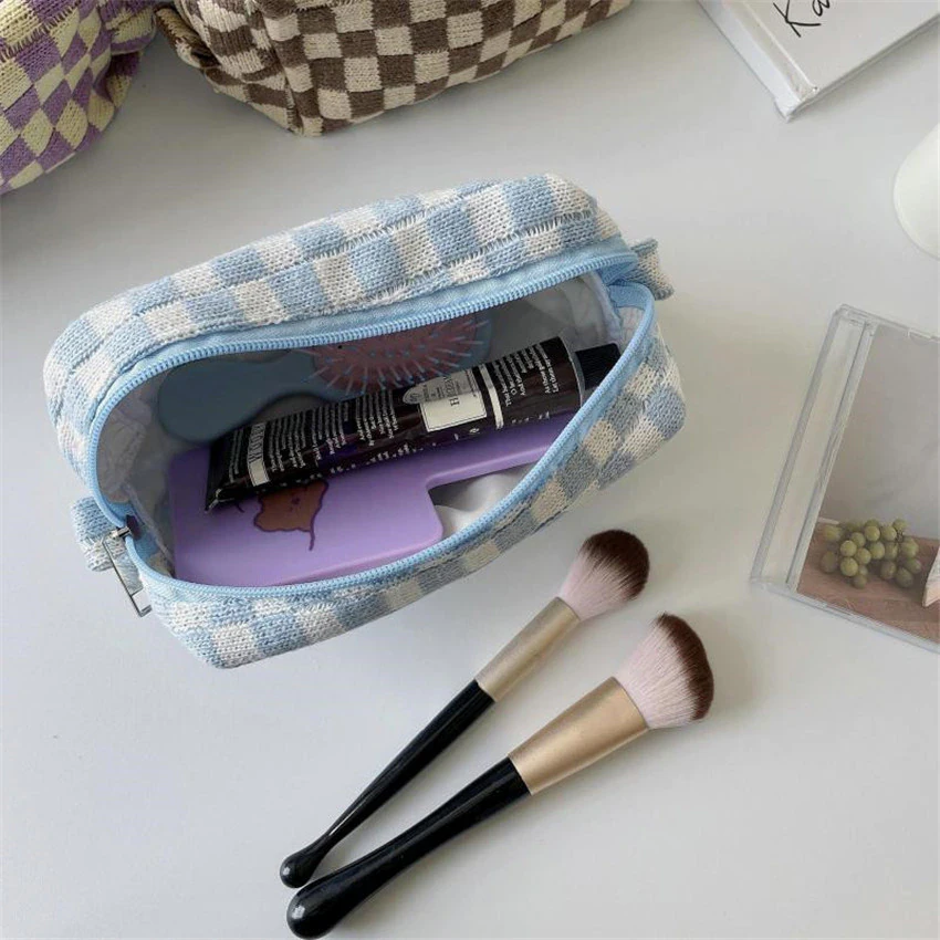 Checkerboard Makeup Pouch