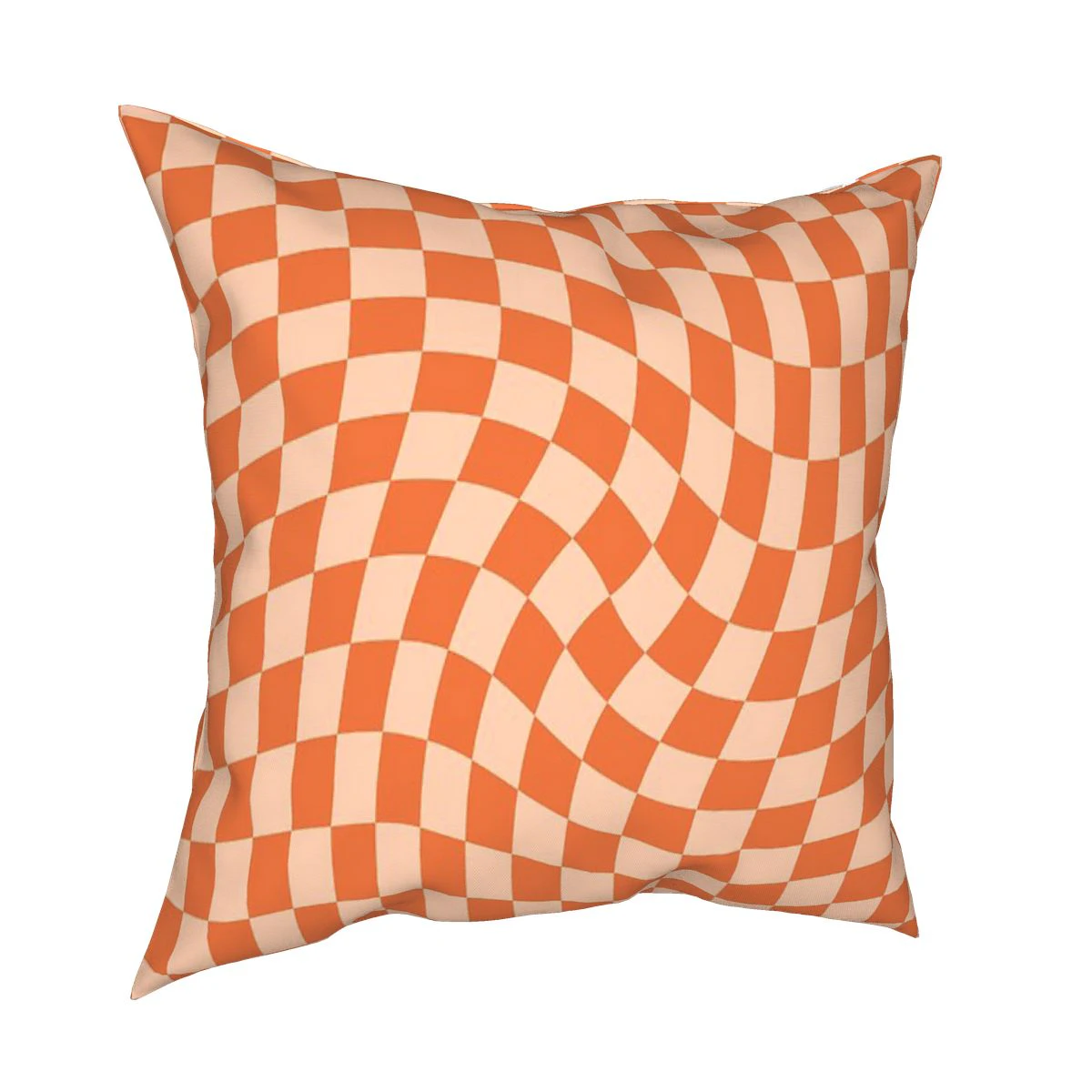 Warped Orange Checkerboard Cushion