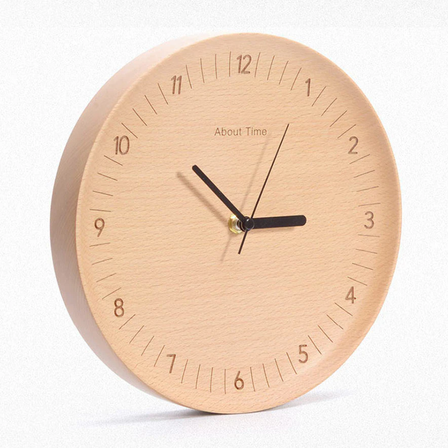Beech Wood Engraved Wall Clock