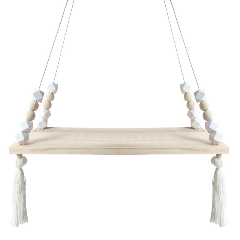 White Hanging Bead Wall Shelf