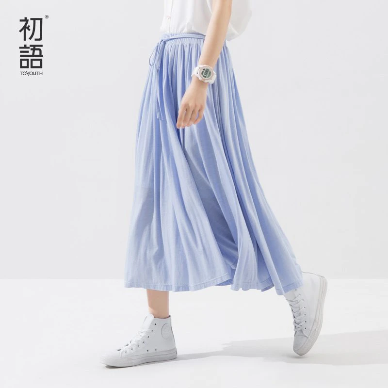 Chiffon Tie Waist Pleated Skirt