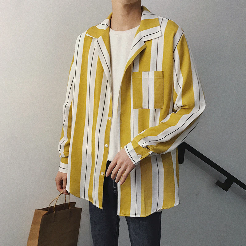 Loose Oversize Wide Stripe Button Shirt