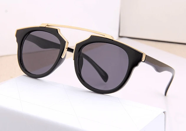 Black and Gold Retro Frame Sunglasses