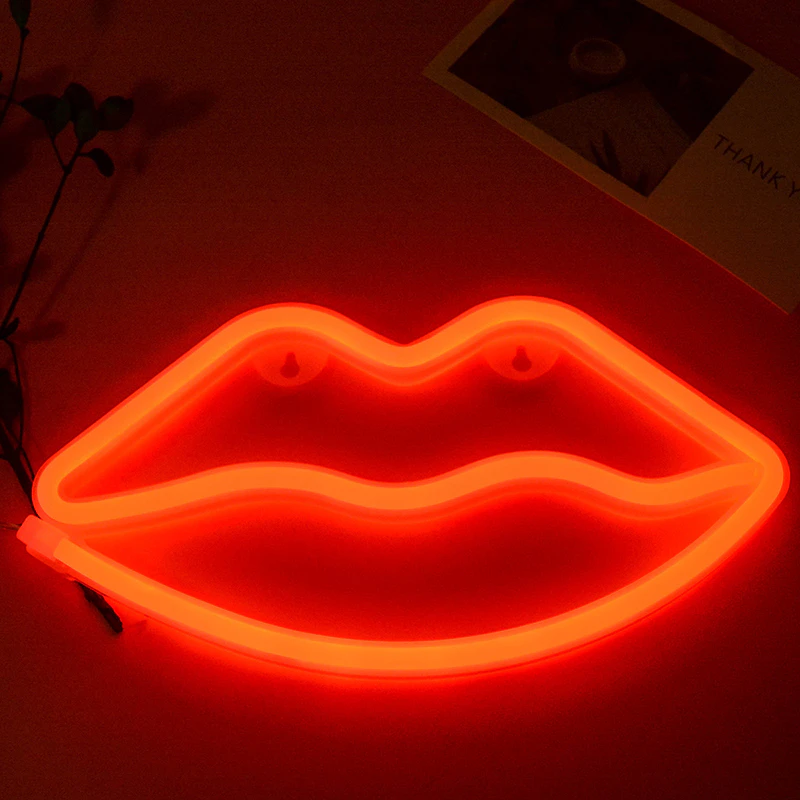 Red Lips Neon Light