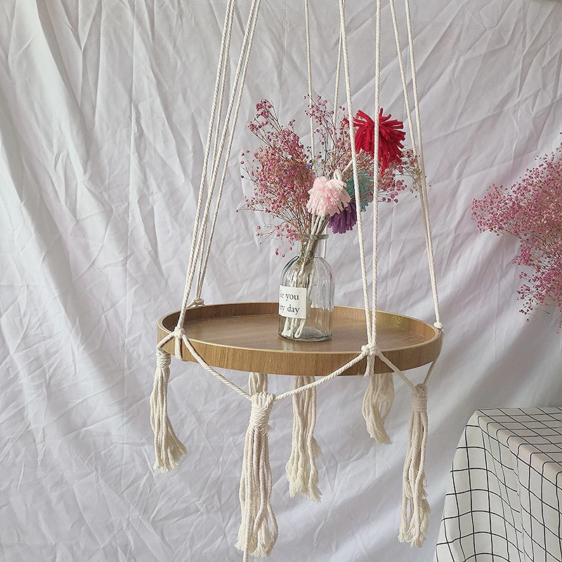 Macrame Hanging Wood Shelf
