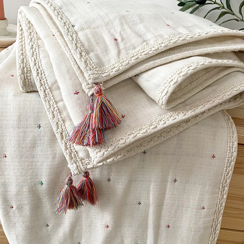 Embroidered Cotton Baby Quilt