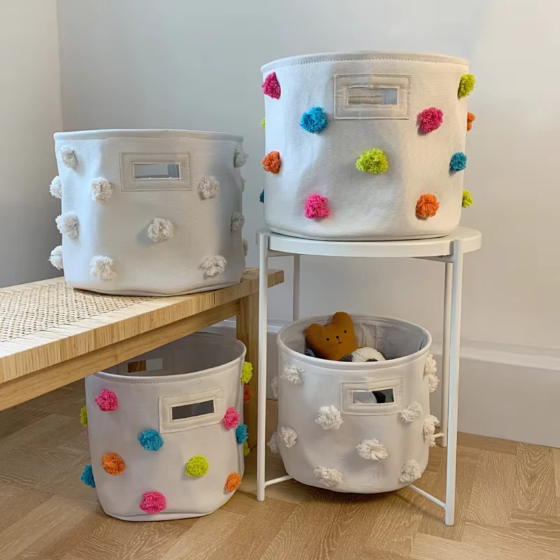 Canvas Pompom Hamper