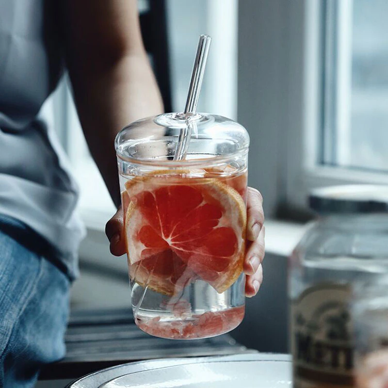 Reusable Glass Lidded Cup