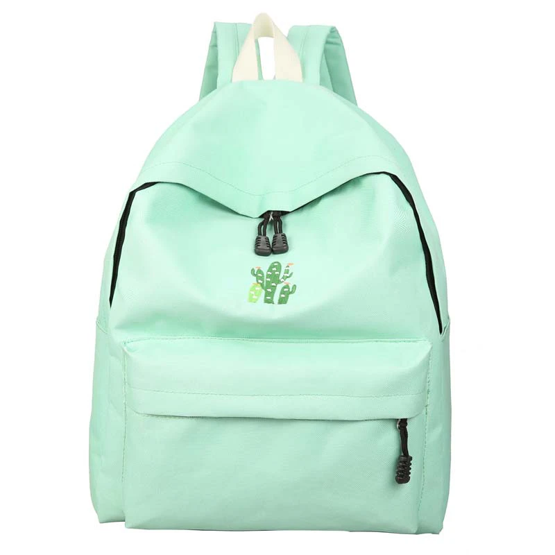 Cactus Embroidery School Bag