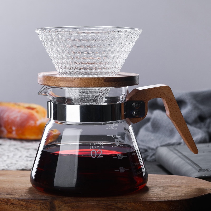 Glass & Wood V60 Drip Coffee Brewer
