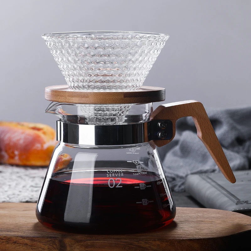 Glass & Wood V60 Drip Coffee Brewer