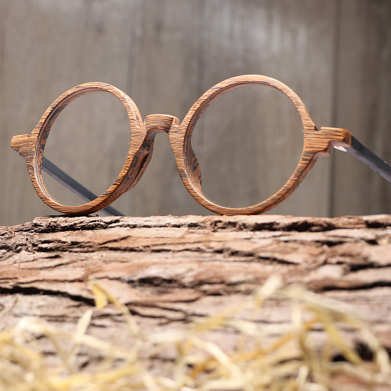 Wooden Retro Round Frame Glasses