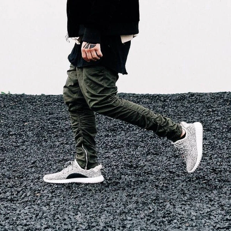Olive Mens Slim Ankle Zip Jogger Pants