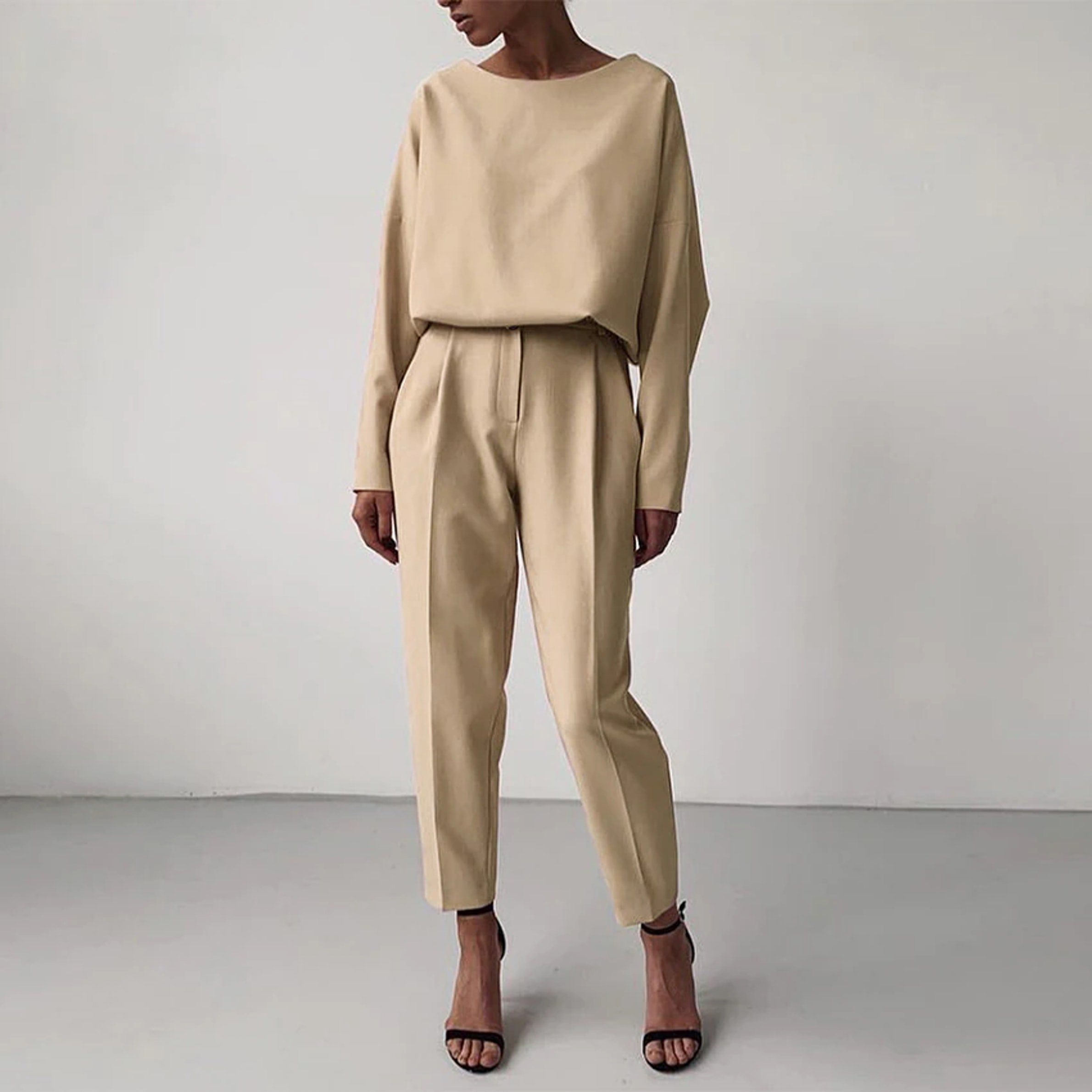 High Waist Minimalist Khaki Set