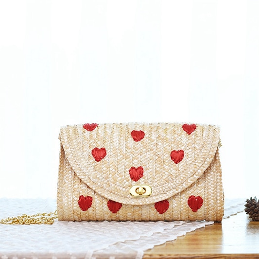 Mini Straw Heart Tote
