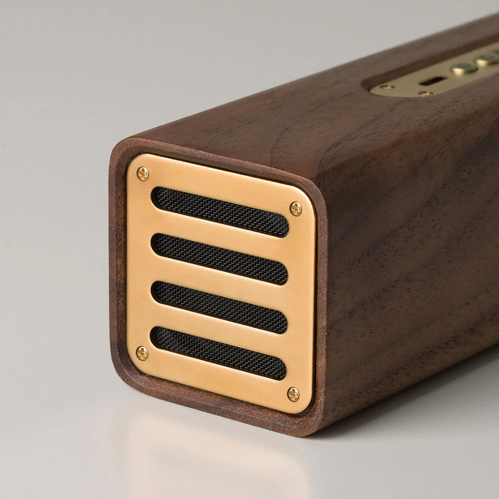 Walnut Wood & Brass Bluetooth Speaker