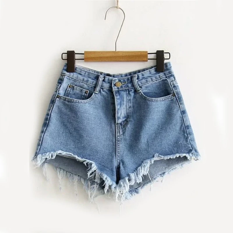 Ripped Blue Jean Shorts
