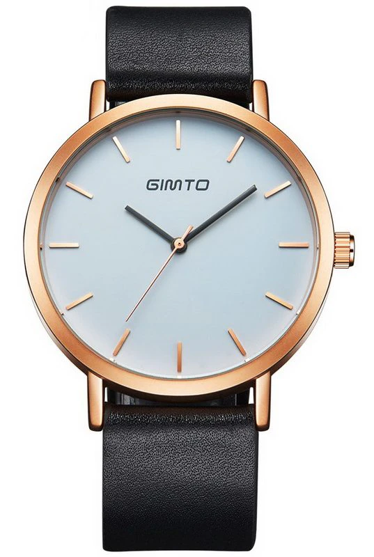 Gimto Black and Gold Classic Round Face Watch