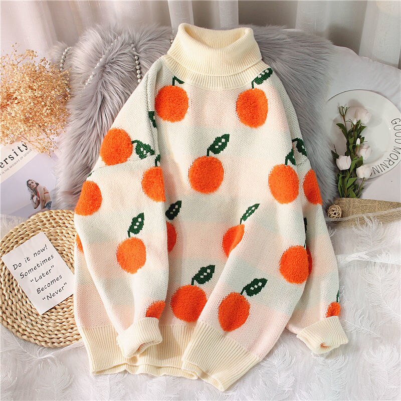 Oranges Knit High Neck Sweater