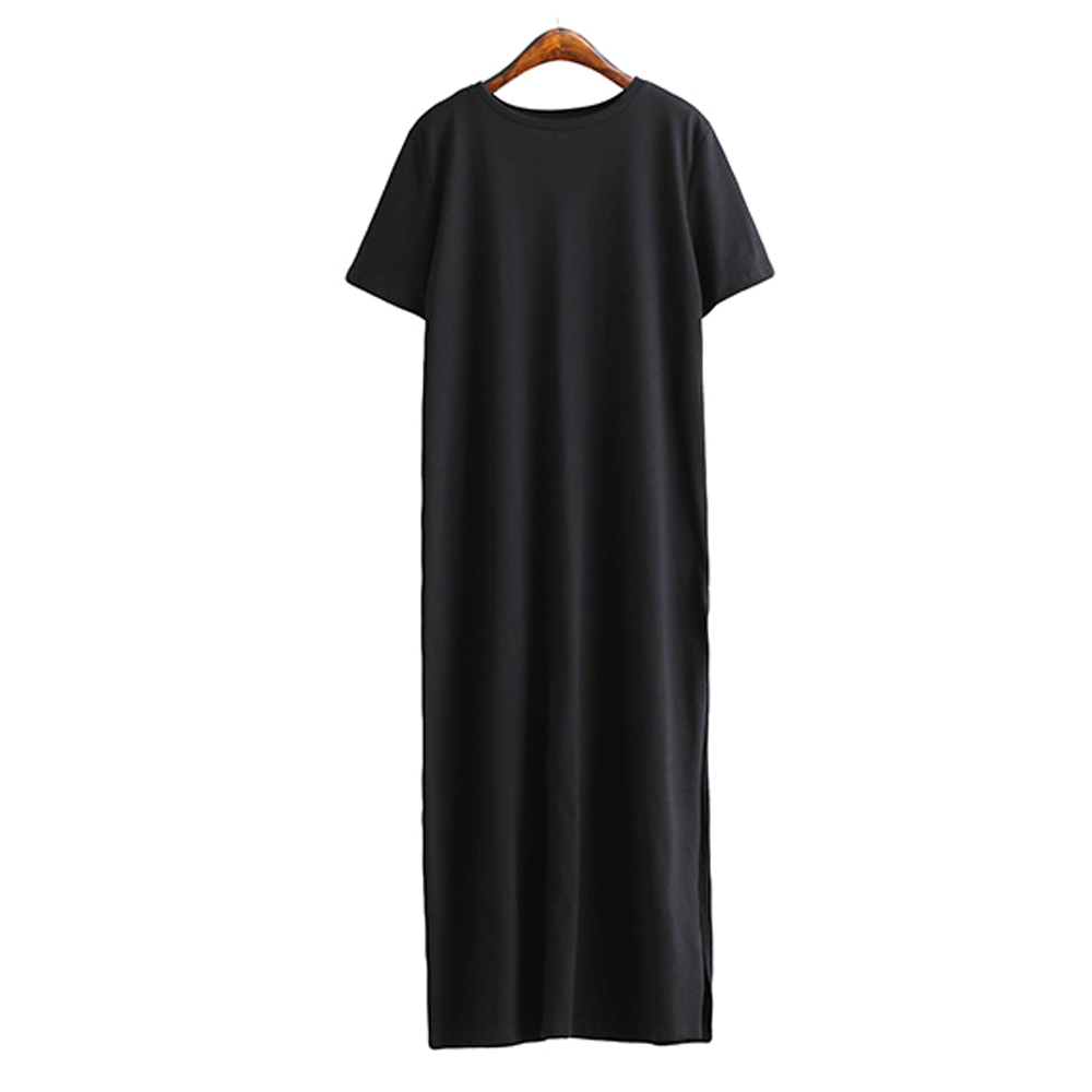 Women Maxi Black T-Shirt Dress