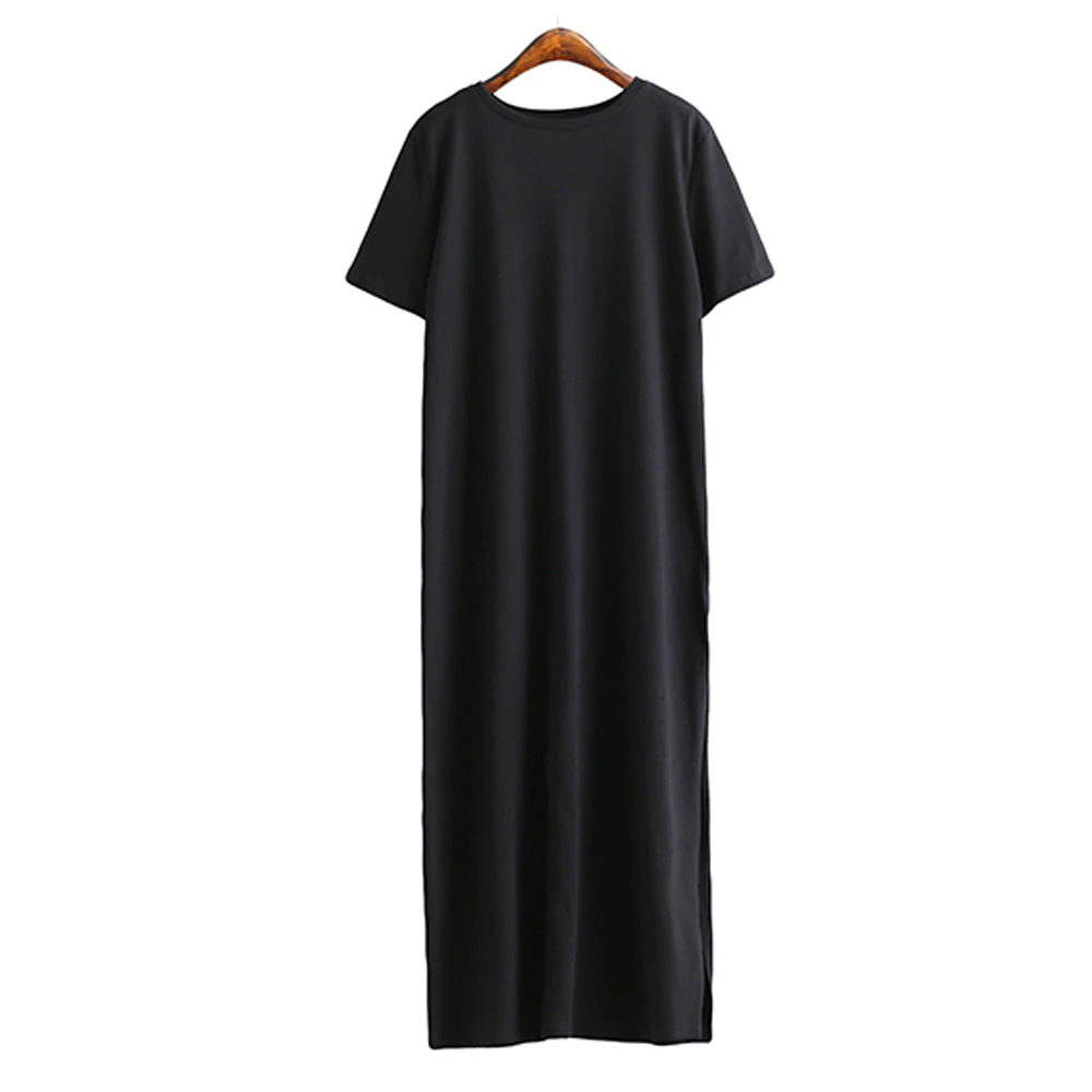 Women Maxi Black T-Shirt Dress