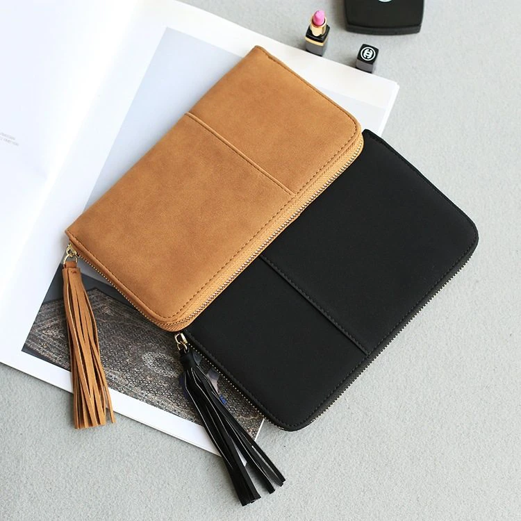 Zip Tassel Leather Purse