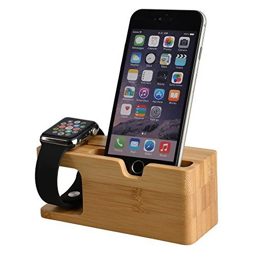 Iphone 6 and Apple Watch Bamboo Dock