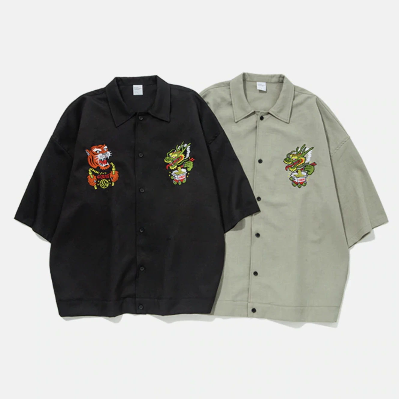 Retro Embroidered Collar Shirt