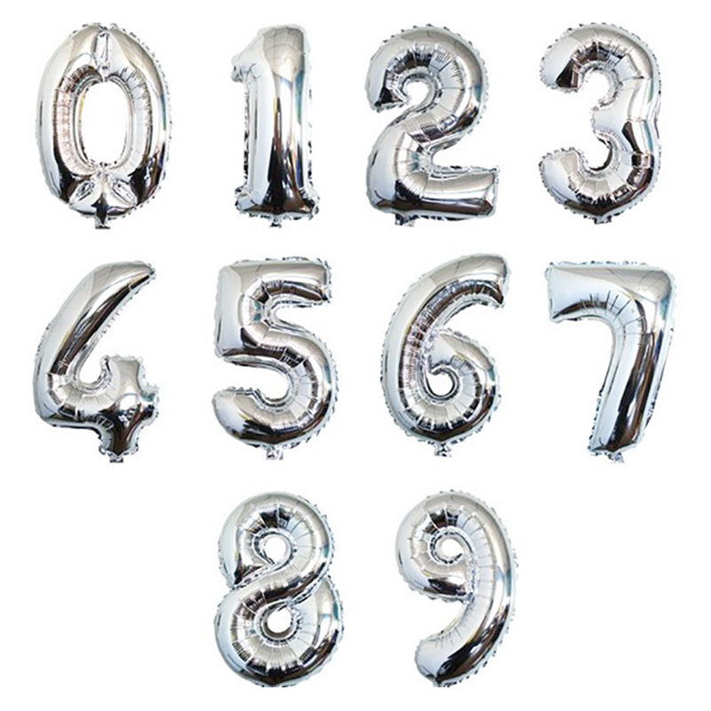 Large Silver Foil Number Balloons