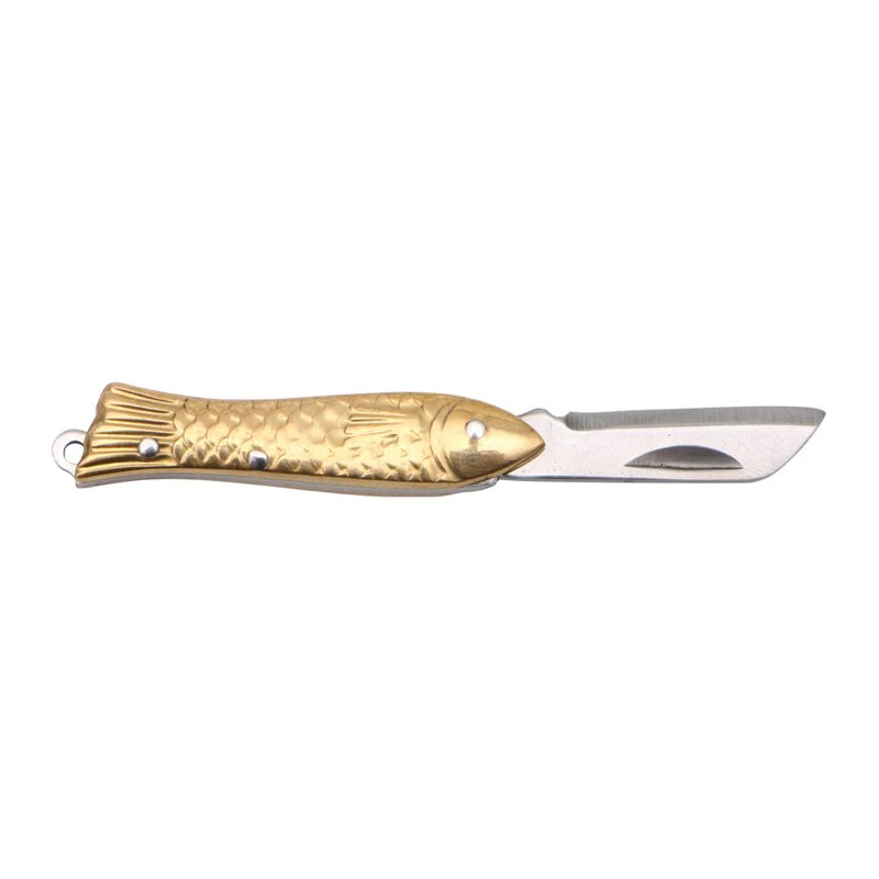 Small Brass Fish Keyring Knife