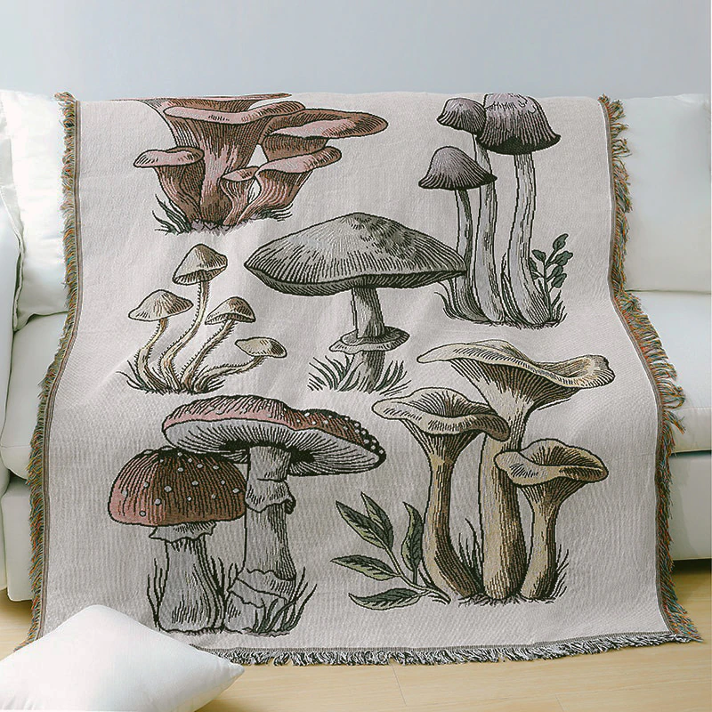 Woven Mushroom Throw Blanket