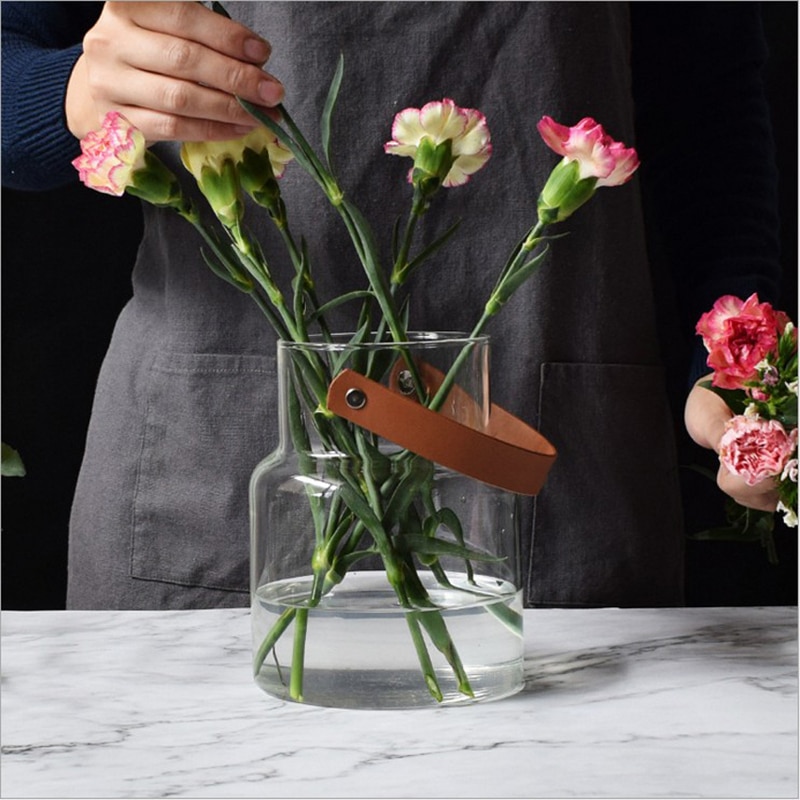 Leather Glass Minimalist Vase