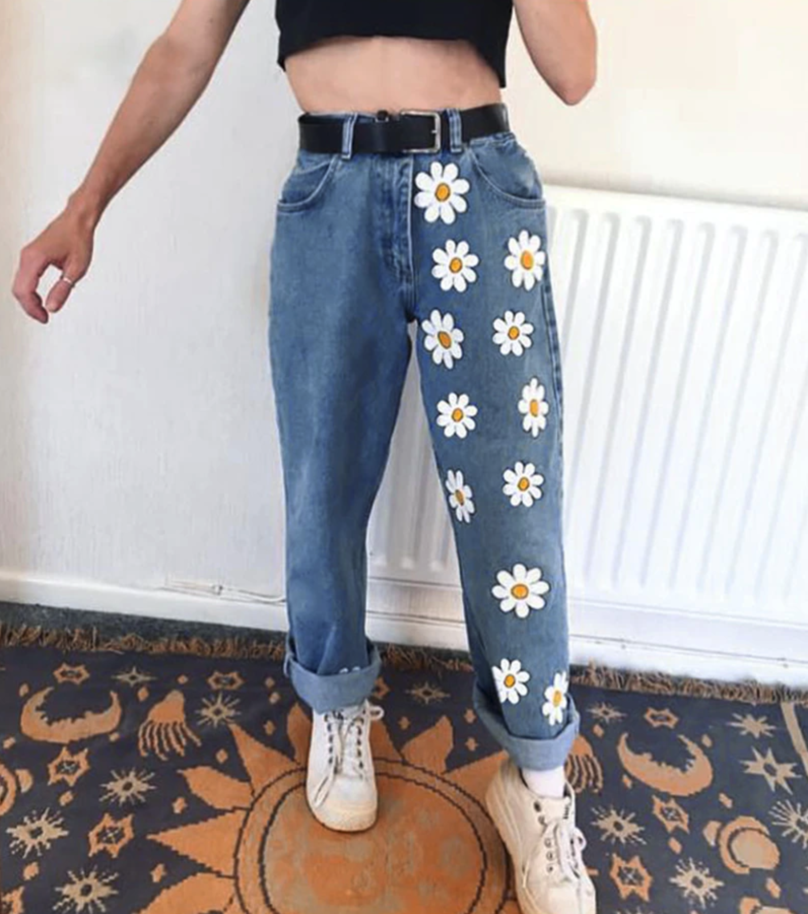 Daisy Print Women's Denim Jeans