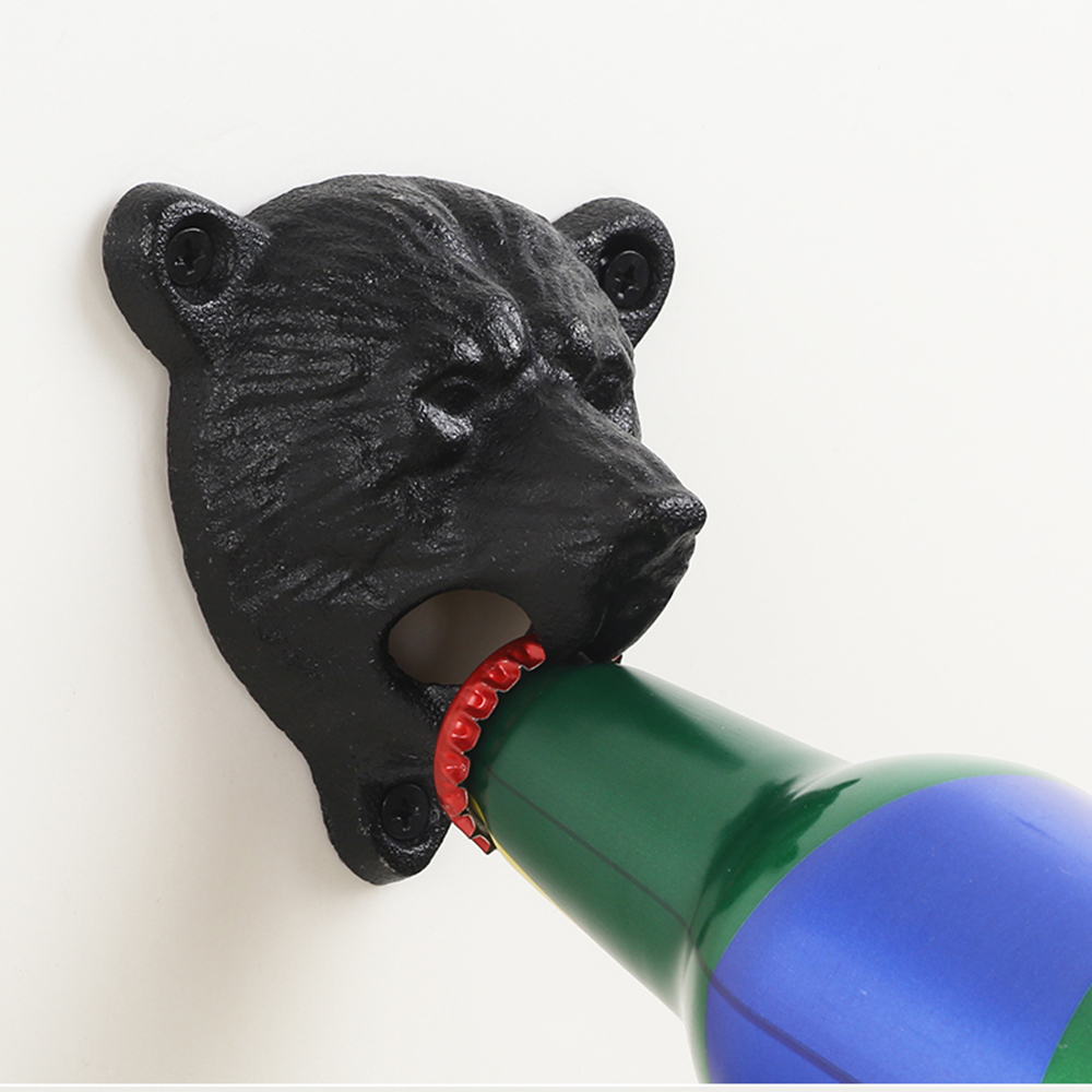 Iron Wall Mount Beer Head Bottle Opener