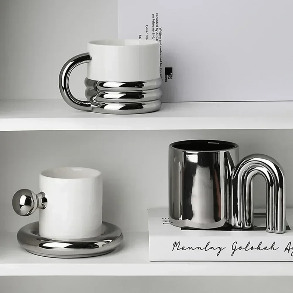 Silver Ceramic Coffee Mug