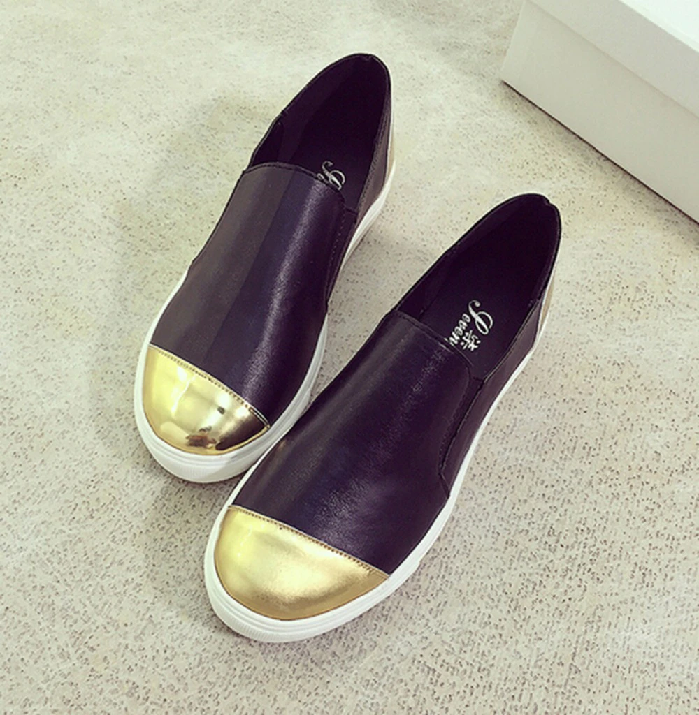 Womens Gold Tipped Loafers