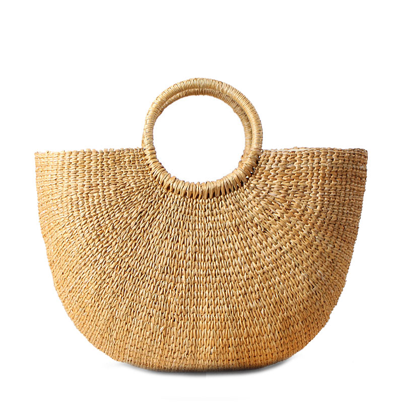 Straw Weave Moon Bag