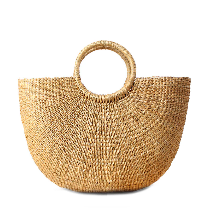 Straw Weave Moon Bag