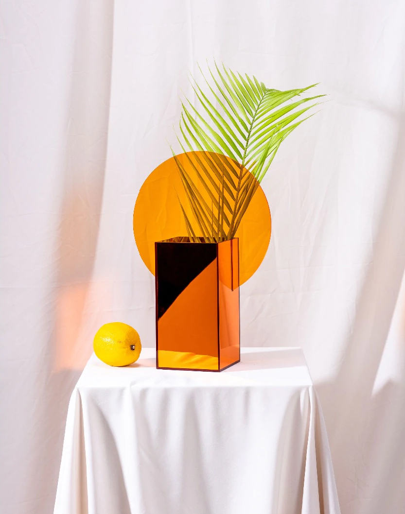 Modern Orange Acrylic Glass Vase
