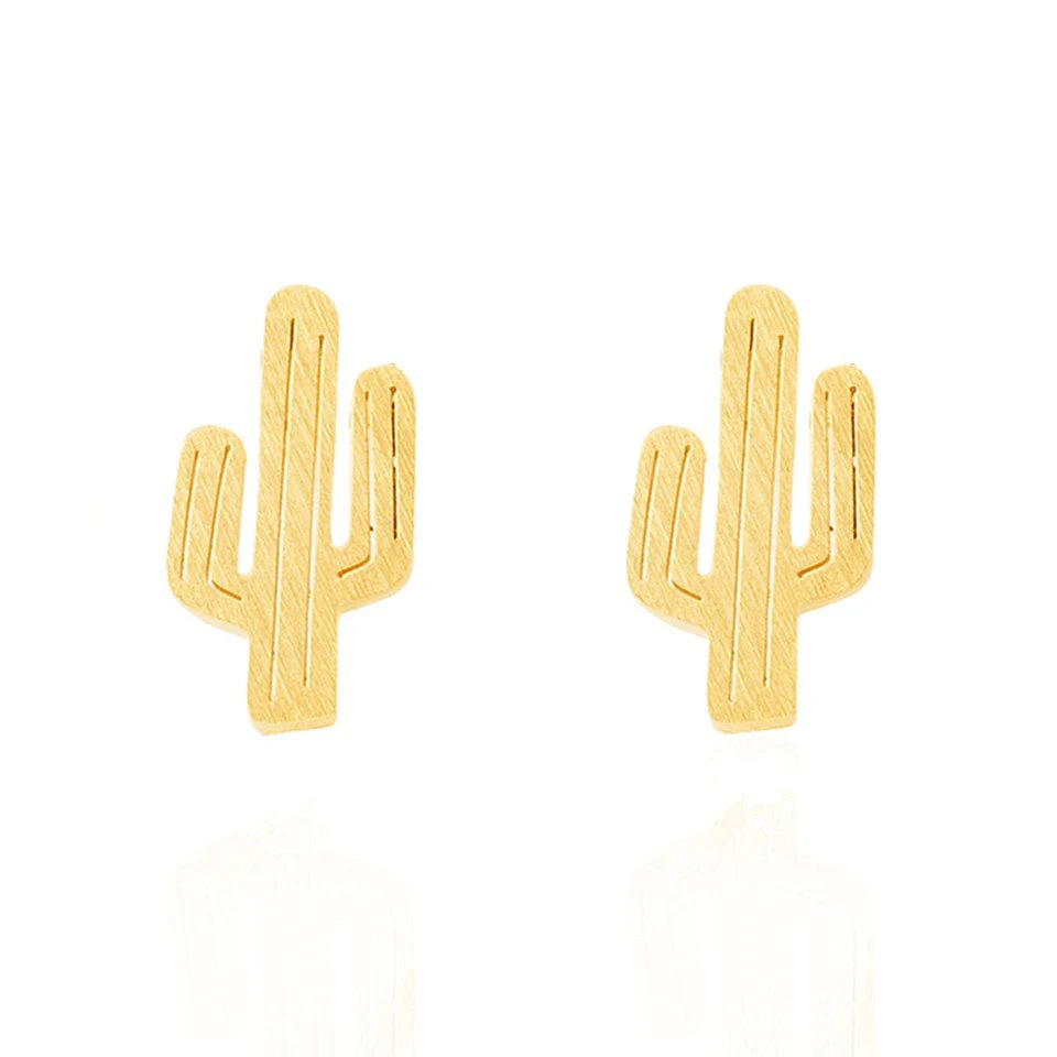 Tiny Gold Cactus Earrings