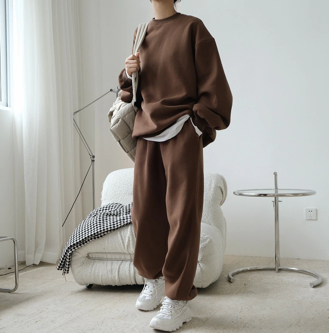 Brown Cotton Tracksuit Set