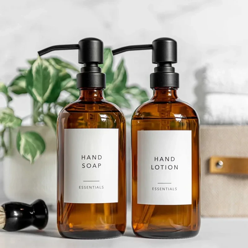 Amber Glass Soap Dispensers