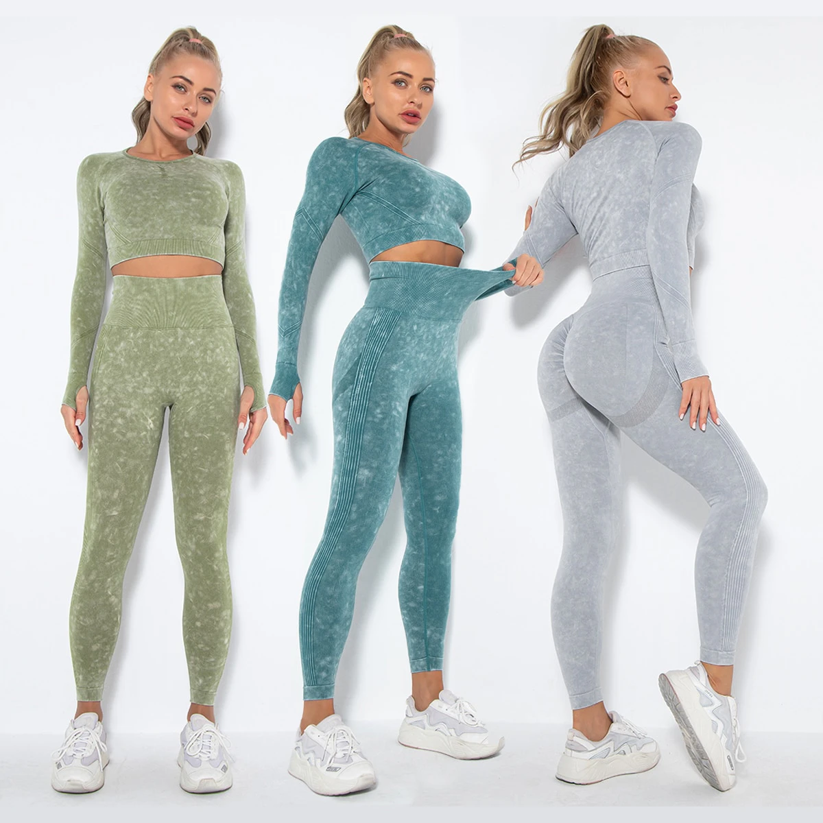 Acid Wash Seamless Gym Set