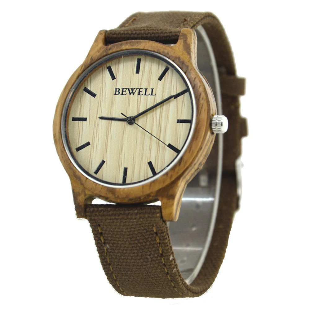 Wood Face Canvas Band Watch