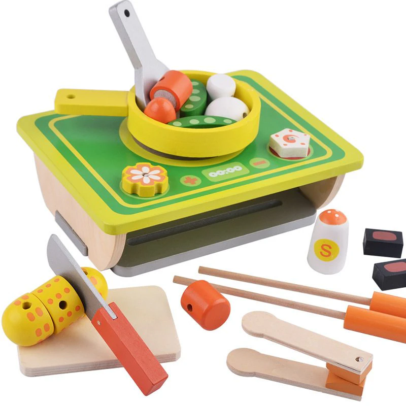 Kids Wooden Stove Playset