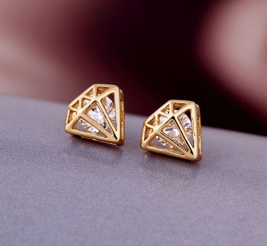 Gold Diamond Shaped Earrings