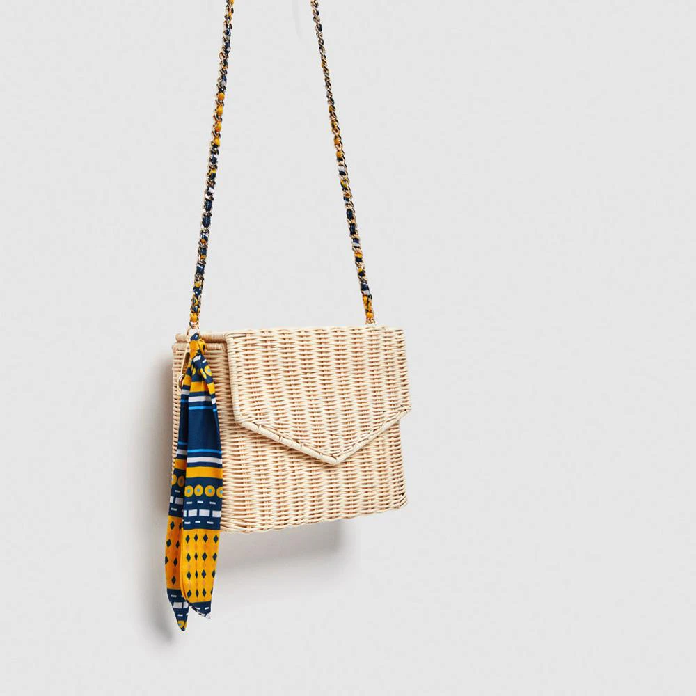 Boxy Rattan Womens Shoulder Bag