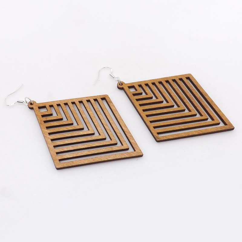 Wood Palm Earrings