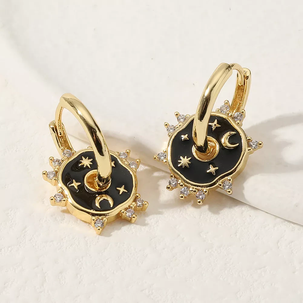 Geometric Celestial Hoop Earrings