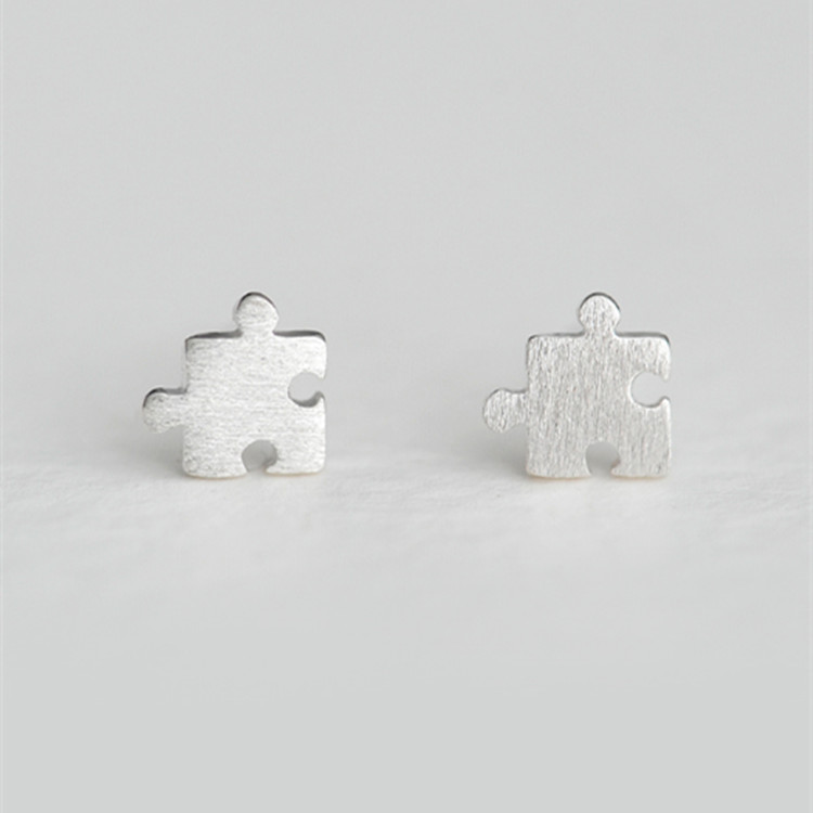 Sterling Silver Puzzle Piece Earrings
